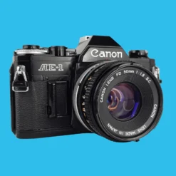 Canon® Canon AE-1 Black 35mm SLR Film Camera With Canon Prime Lens -Camera Promotion Store canon ae 1 black 35mm slr film camera with canon prime lens 3