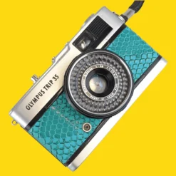 Olympus Trip 35 Turquoise Lizard Leather Point And Shoot 35mm Film Camera -Camera Promotion Store olympus trip 35 turquoise lizard leather point and shoot 35mm film camera 3 scaled