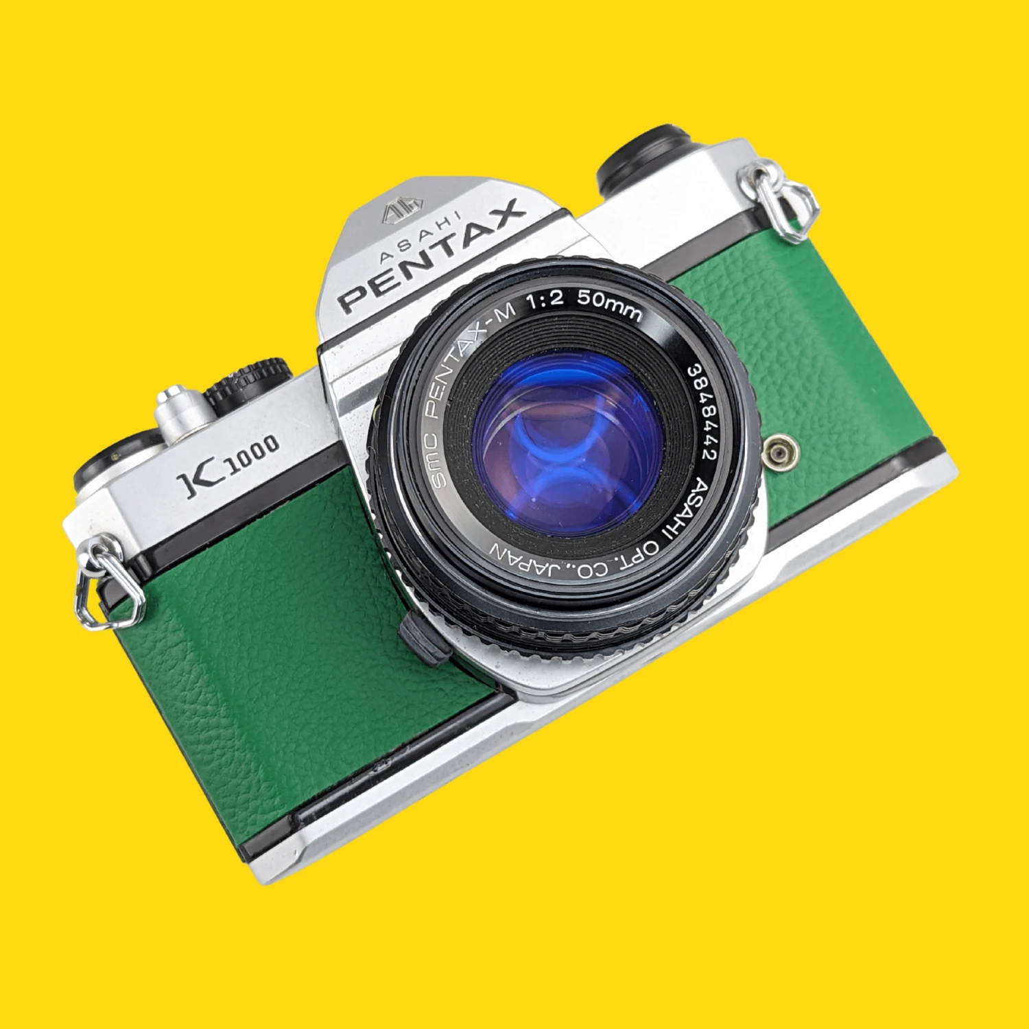 Pentax K1000 Green Leather Vintage SLR 35mm Film Camera With Pentax F/2 50mm Prime Lens 9 Pentax K1000 Green Leather Vintage SLR 35mm Film Camera With Pentax F/2 50mm Prime Lens - Image 7