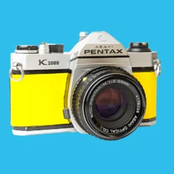 Pentax K1000 Yellow Leather Vintage SLR 35mm Film Camera With Pentax F/2 50mm Prime Lens. -Camera Promotion Store pentax k1000 yellow leather vintage slr 35mm film camera with pentax f2 50mm prime lens 3