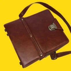 Vintage Genuine Brown Leather Hard Shell Camera Bag