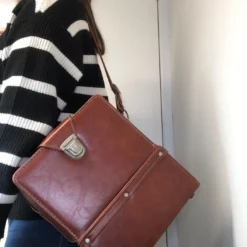 Vintage Genuine Brown Leather Hard Shell Camera Bag -Camera Promotion Store vintage genuine brown leather hard shell camera bag 9